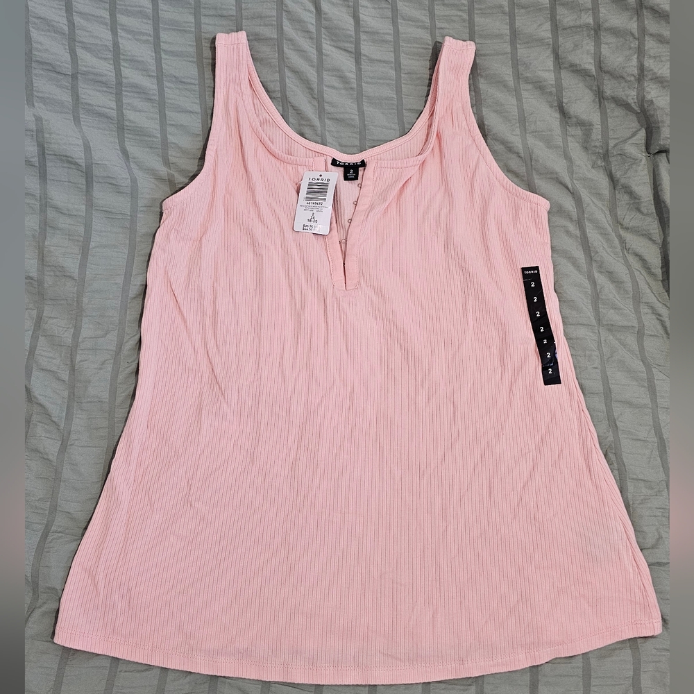 Torrid Everyday Rib Scoop Neck Hook And Eye Tank Pink Size 2